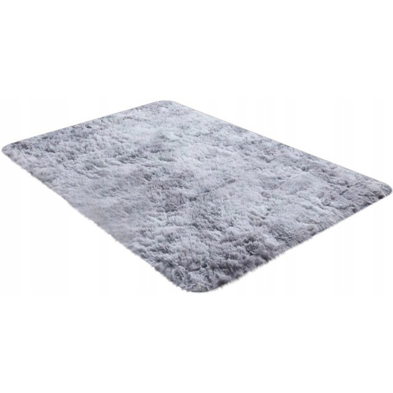 Dywan jasny szary 100x150 cm puszysty miękki futrzany