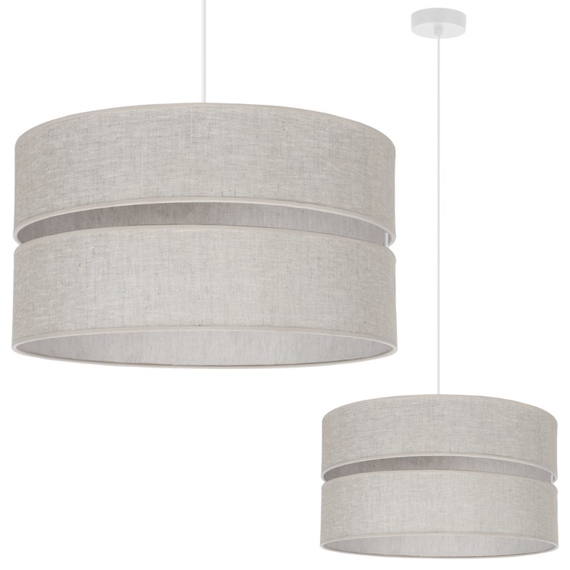 Lampa sufitowa wisząca Len Duo L01 biała glamour 1xE27 abażur okrągły tuba 40cm jasny beżowy Light Home LH