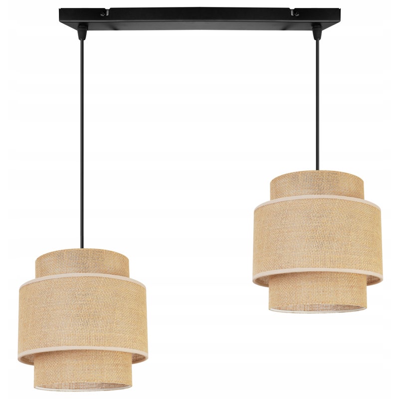 Lampa sufitowa wisząca Boho loft 2xE27 abażur juta czarny/beżowy Light Home LH