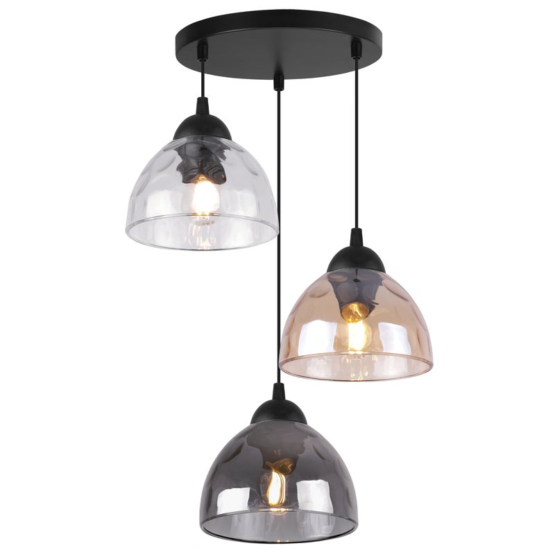 Lampa sufitowa wisząca Venice modern 3xE27 klosz półokrągły czarny/wielokolorowy Light Home LH