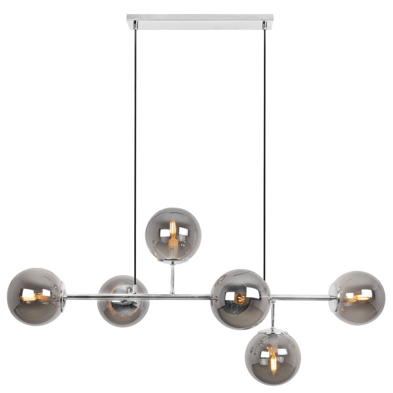 Lampa sufitowa wisząca Siena srebrna glamour 6xE14 klosz kula grafit Light Home LH