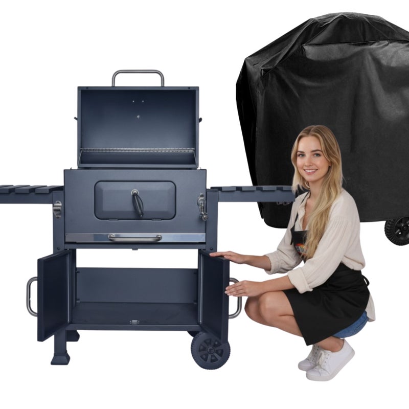 GRILL WĘGLOWY DEKRAFT ANGULAR Z SZAFKĄ RUSZTEM ŻELIWNYM I POKROWCEM !!!