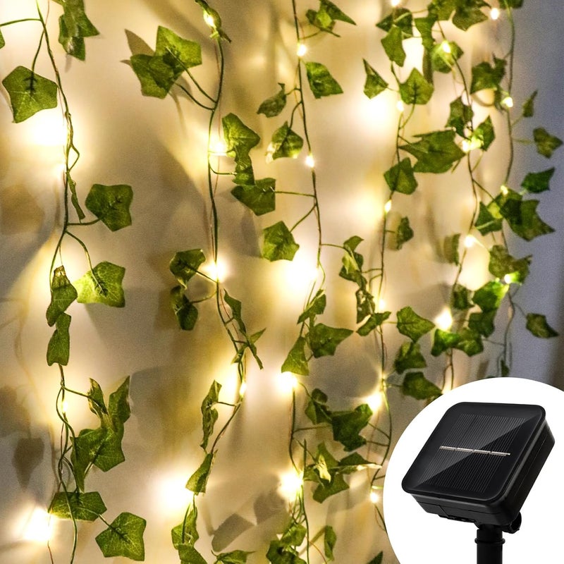 Lampki solarne, sztuczny bluszcz, 22 m, 200 diod LED, do ogrodu, na wesele, do dekoracji świątecznych