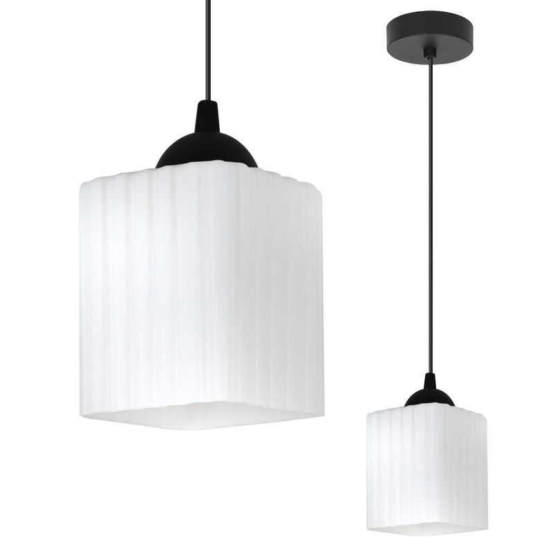Lampa sufitowa wisząca Riffle loft 1xE27 klosz sześcian biały/czarny Light Home LH