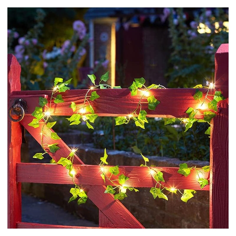 Lampki solarne, sztuczne lampki zewnętrzne z bluszczem, 10 m, 100 diod LED, wodoodporne, do ogrodu i na patio