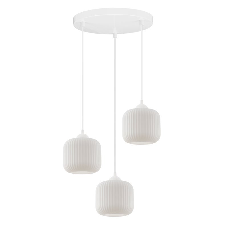Lampa sufitowa wisząca Riffle loft 3xE27 klosz walec biały Light Home LH