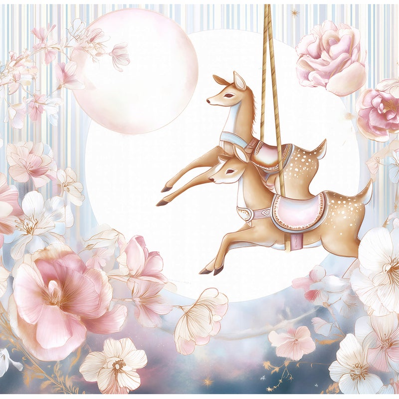 FOTOTAPETA DLA DZIEWCZYNKI KWIATY SARNY TAPETA DO POKOJU DZIECKA 250x175