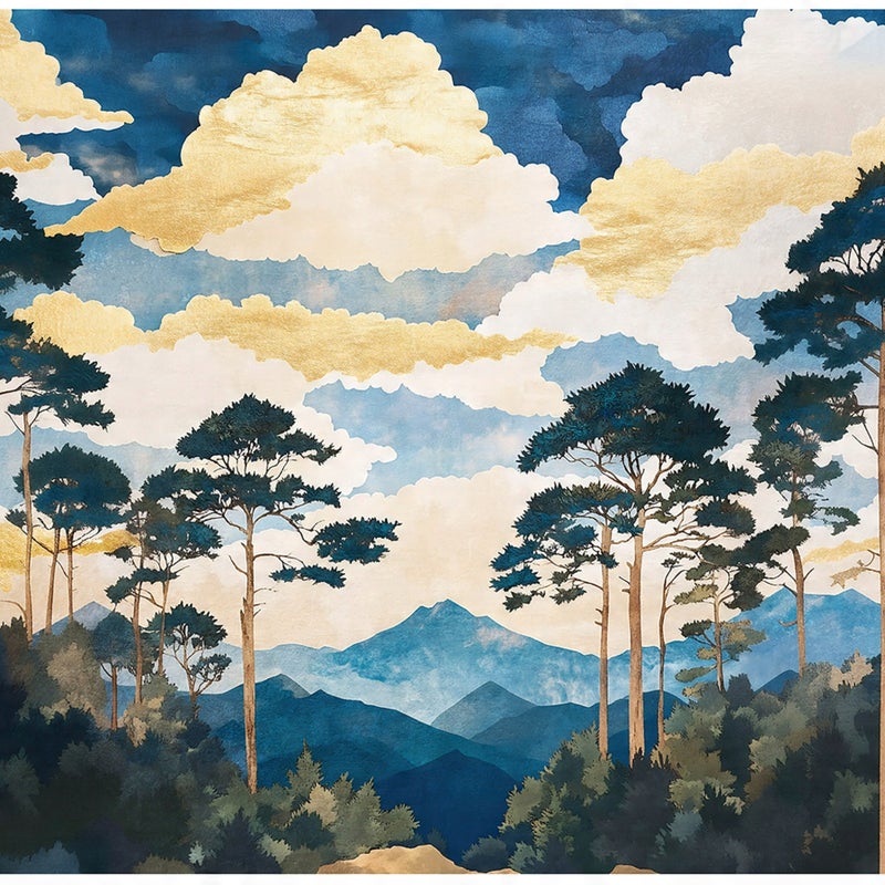 FOTOTAPETA DRZEWA NIEBIESKI LAS PEJZAŻ NA ŚCIANĘ SYPIALNIA SALON 250x175