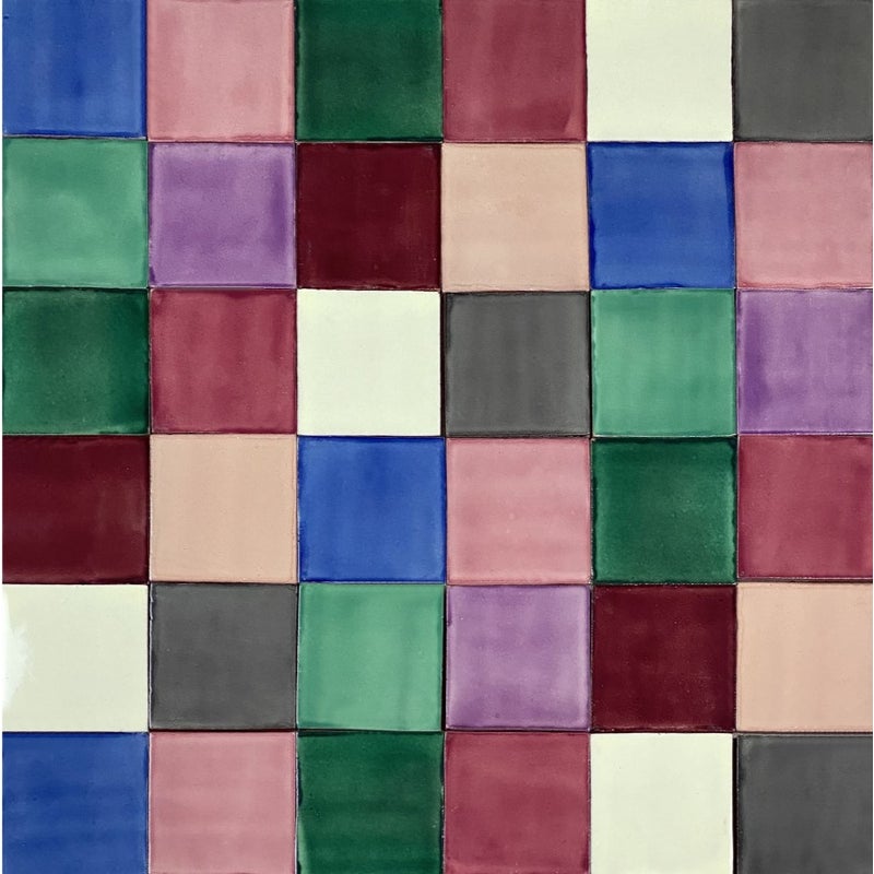 Ciruela – Meksykańskie płytki patchwork 10,5x10,5 cm – 30 ozdobnych płytek ściennych, 0,33 m², idealne do wnętrz: łazienka, kuchnia, prysznic