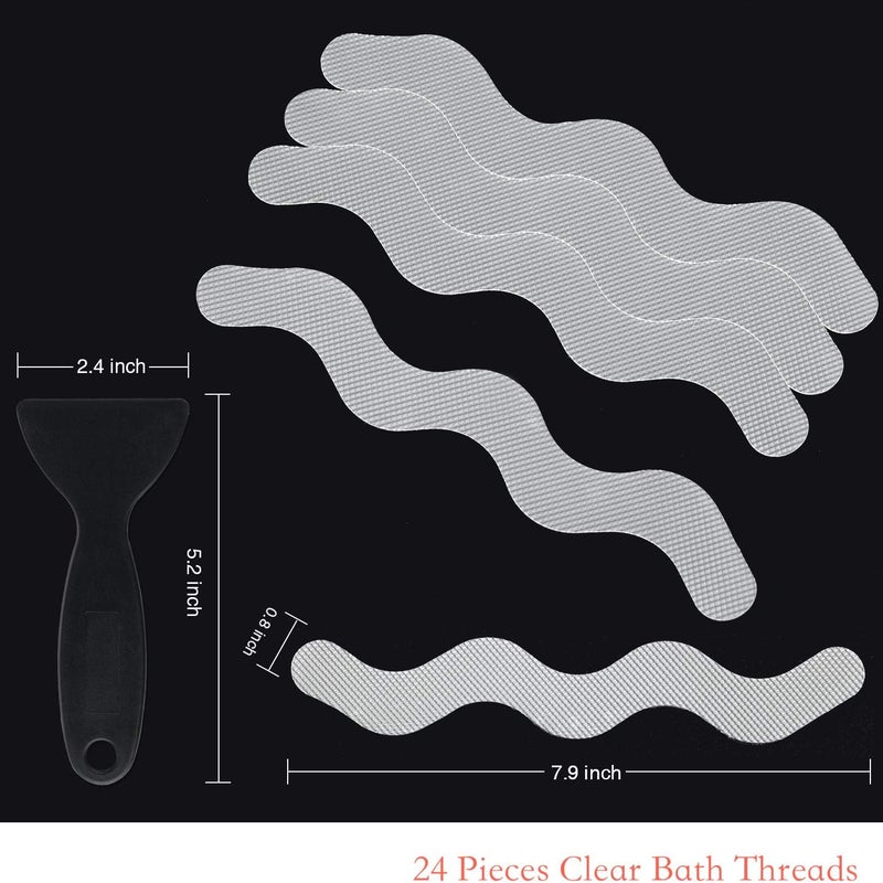 24 naklejki antypoślizgowe pod prysznic, paski zabezpieczające do wanny, najwyższej jakości naklejki samoprzylepne ze skrobakiem do wanny, prysznica