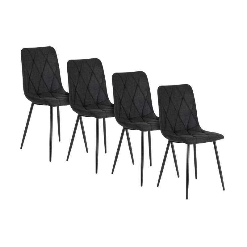 Zestaw Krzesło Tapicerowane Kuchenne Do Jadalni Salonu Loft Czarne ROBIN 4x