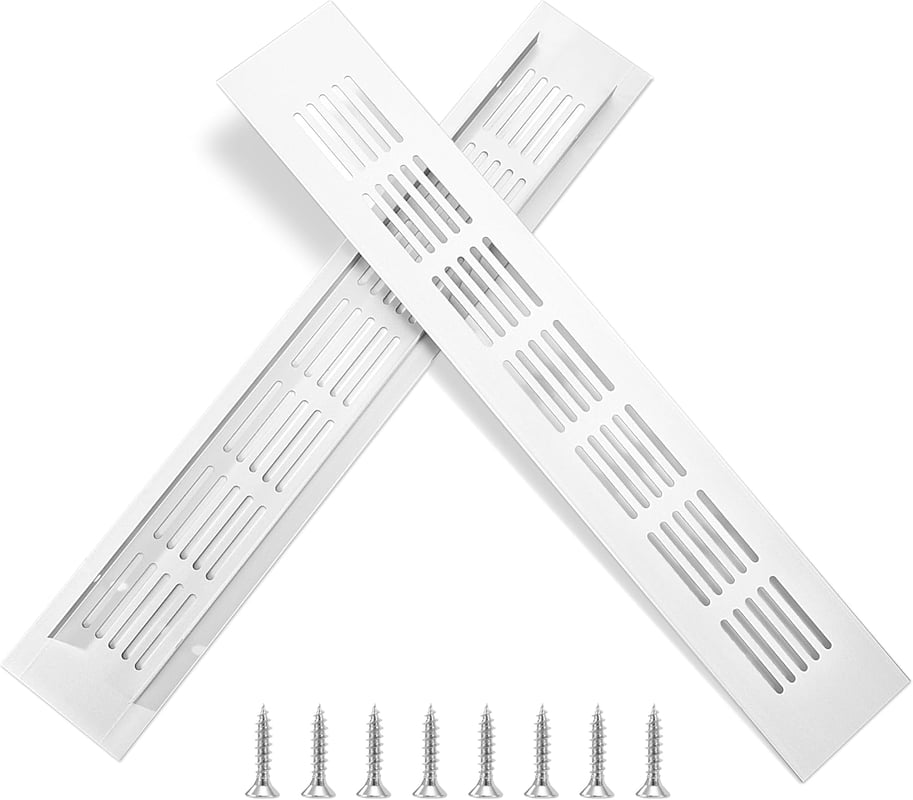 Kratka wentylacyjna aluminiowa prostokątna ze śrubami do wentylacji szaf i pomieszczeń 30x5 cm srebrna 2 szt.