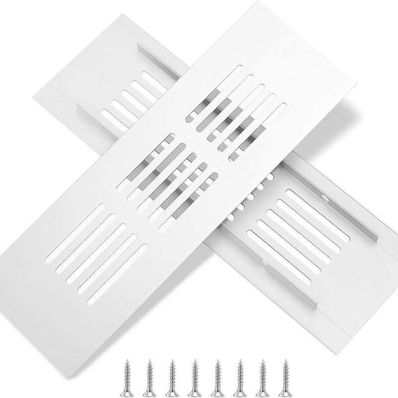 Kratka wentylacyjna prostokątna aluminiowa z wkrętami do wentylacji szaf i pomieszczeń, 15x5 cm, srebrna, 2 szt.