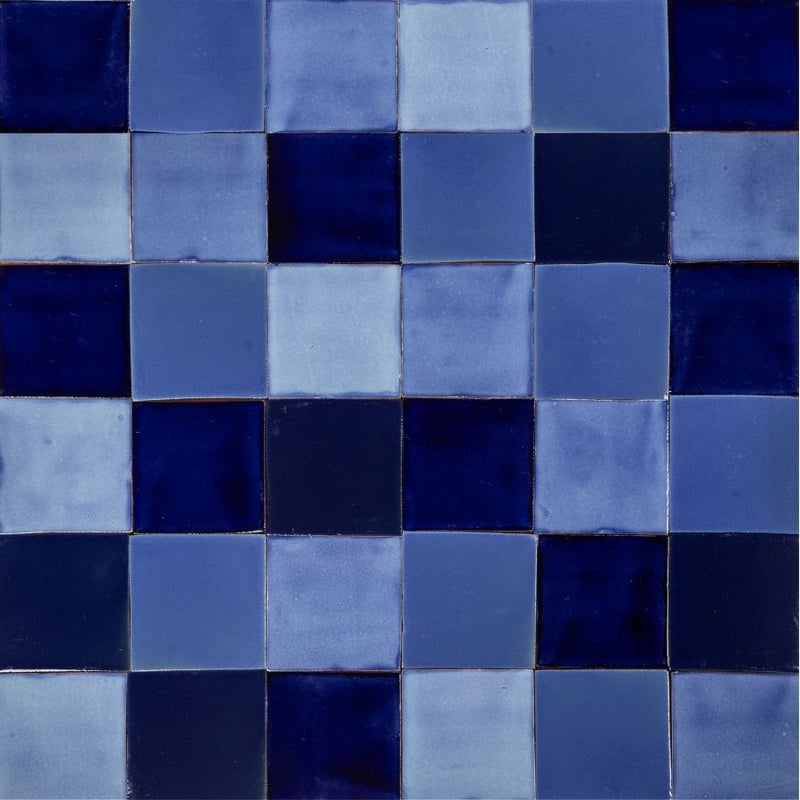 Azula – Ręcznie robione niebieskie płytki ścienne z Meksyku 10,5x10,5 cm – zestaw 30 unikatowych płytek patchwork, 0,33 m², do kuchni i łazienki
