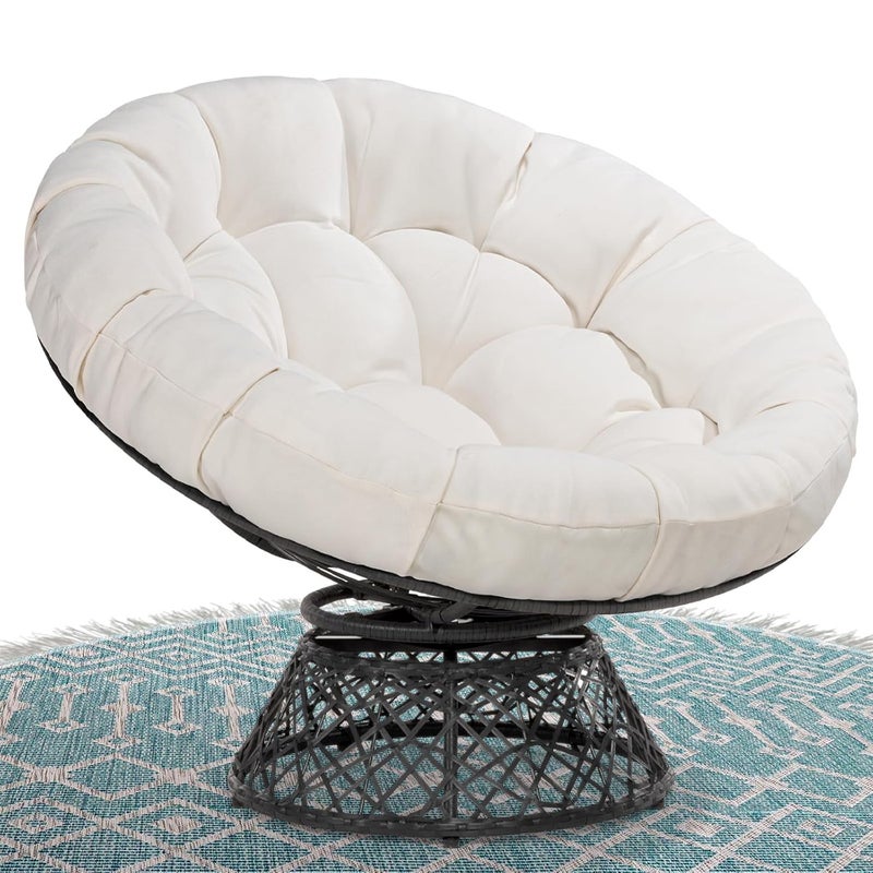 27,5-calowa biała, ergonomiczna, wisząca poduszka na siedzisko z okrągłym oparciem, idealna do salonu, sypialni i pokoju do czytania.