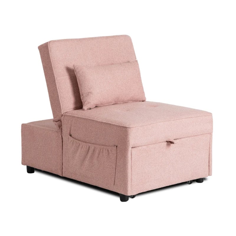 Amerykanka Fotel Rozkładany Leżanka Wypoczynkowy Do Salonu IBERIS Różowy