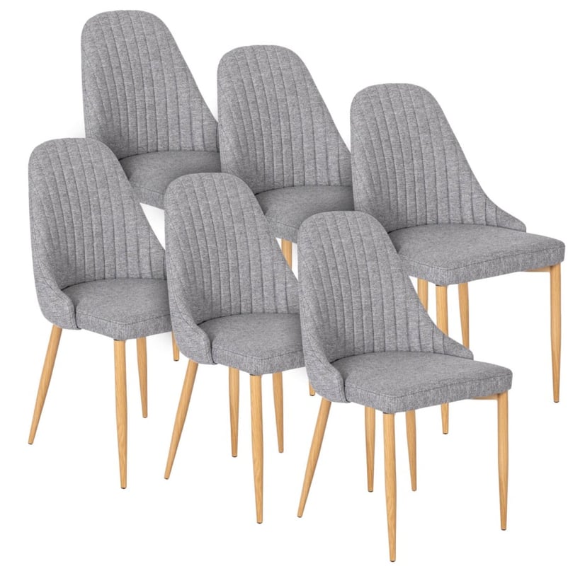 Zestaw 6 Krzeseł Skandynawskich Tapicerowanych Komplet Jadalni Szare Torino
