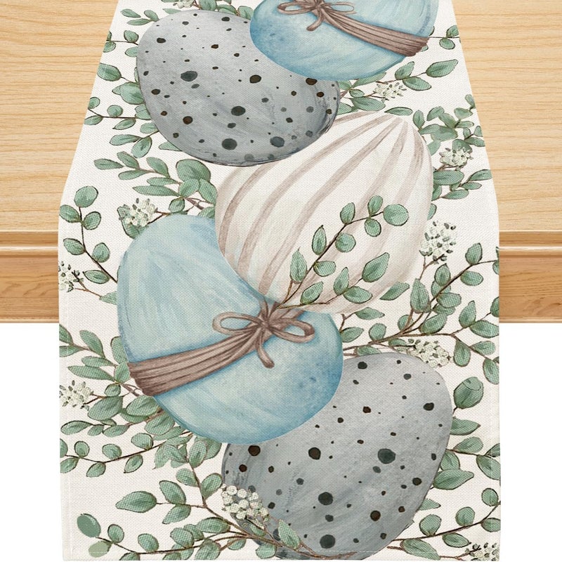 Bieżnik wielkanocny, ozdoby w kształcie jajek wielkanocnych, bieżnik na stół z okazji świąt wielkanocnych (13'' x 72'')