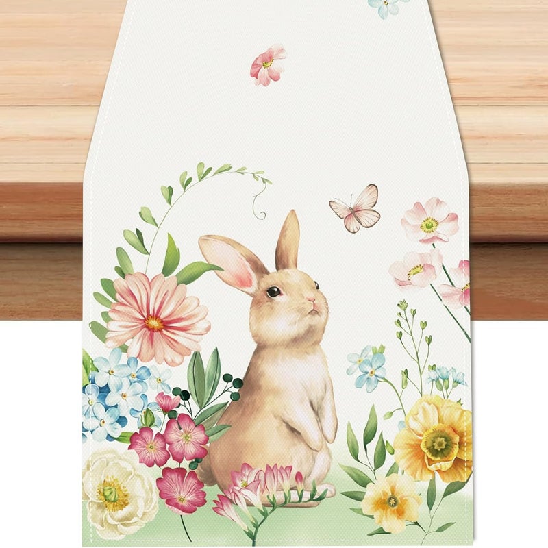 Bieżnik na stół z motywem zajączka wielkanocnego, 33 x 183 cm, dekoracja stołu do kuchni i jadalni