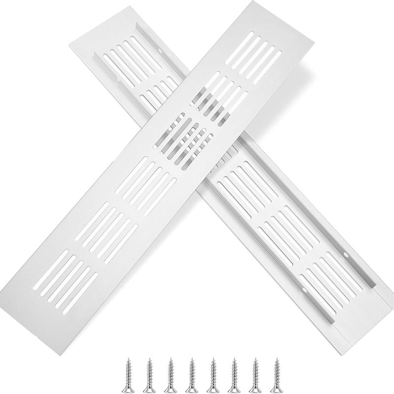Kratka wentylacyjna aluminiowa prostokątna ze śrubami do wentylacji szaf i pomieszczeń 25x5 cm srebrna 2 szt.