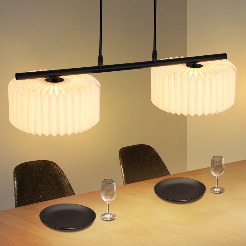 NETTLIFE Lampa wisząca do jadalni, lampa wisząca vintage, lampa wisząca do salonu, lampa do jadalni, 2 płomienie, biała