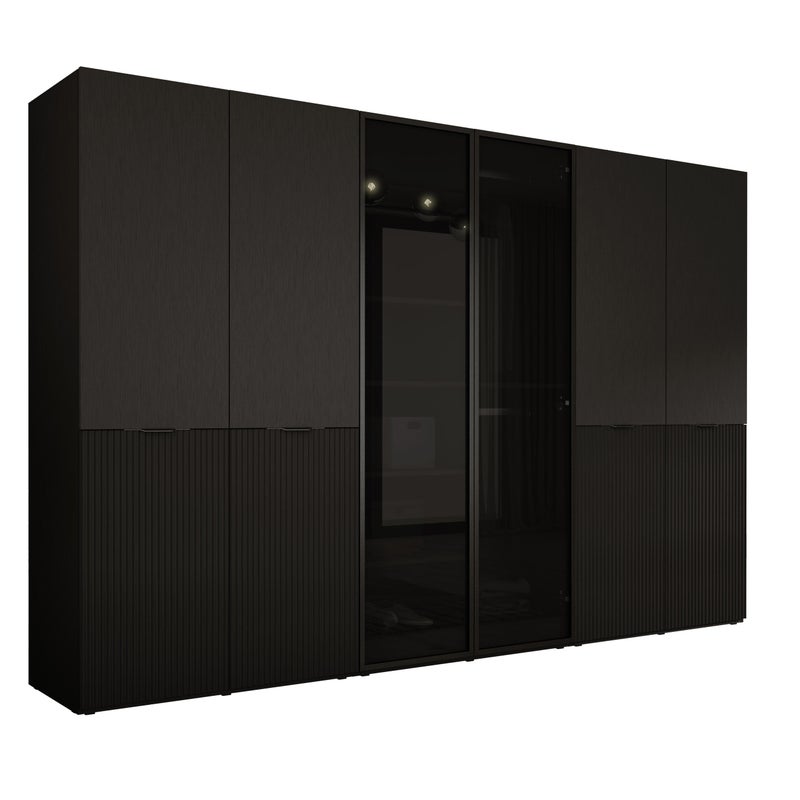 Szafa : Czarny grafit / Szkło Antisol / Czarny grafit, 300 x 200 x 51 cm