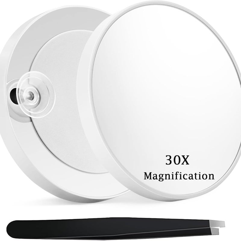 Lustro powiększające 30x z przyssawką i pęsetą, idealne do makijażu, pielęgnacji skóry, brwi, profesjonalnej jakości