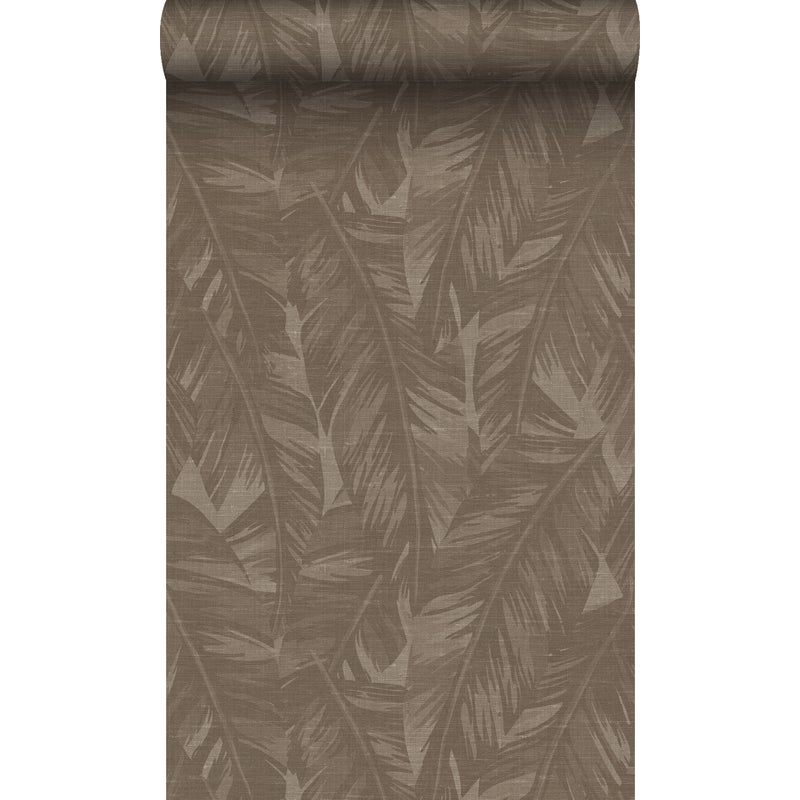 Tapeta flizelinowa z ekoteksturą liście bananowca brązowym - 50 x 900 cm - ORIGIN