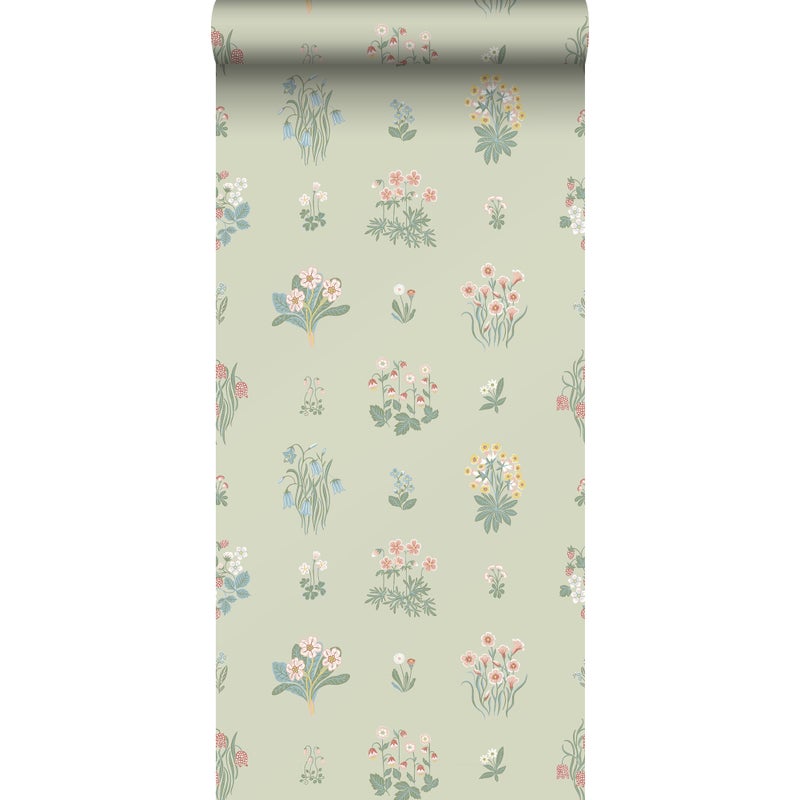 Tapeta kwiaty zielonymIw wielu kolorach - 53 cm x 10.05 m - BORASTAPETER