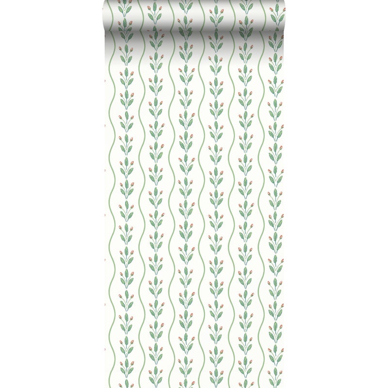 Tapeta kwiaty zielonym - 53 cm x 10.05 m - BORASTAPETER