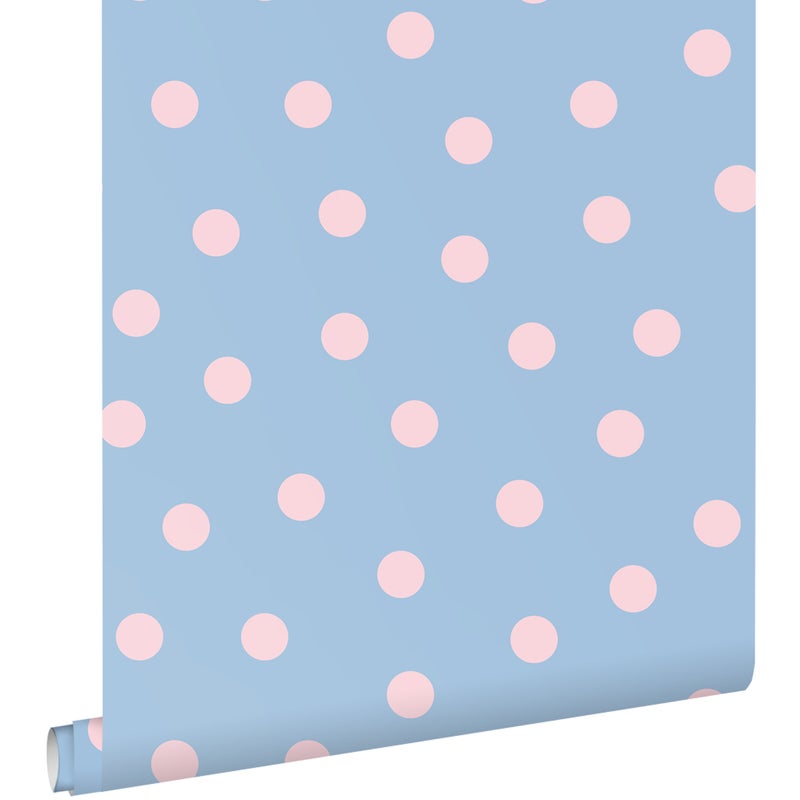 Tapeta kropki niebieskimIróżowym - 50 x 900 cm - ESTAHOME