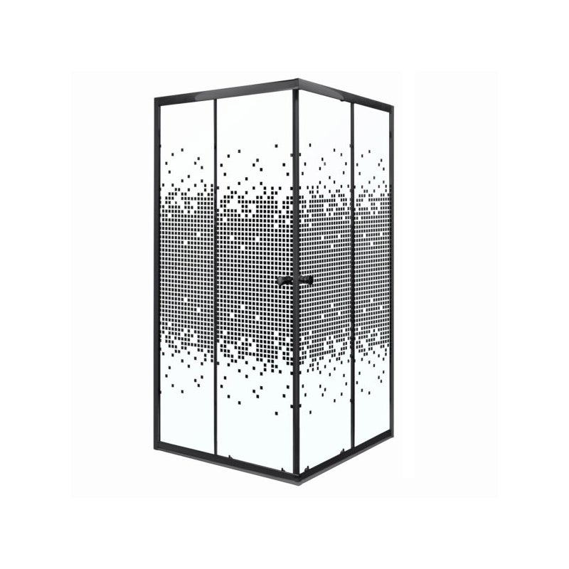 Kabina prysznicowa kwadratowa Pixel SQ BLACK 80 czarna kratka Kerra