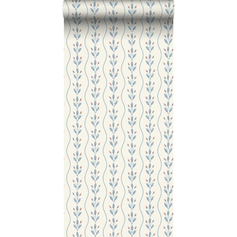 Tapeta kwiaty niebieskimIbeżowym - 53 cm x 10.05 m - BORASTAPETER