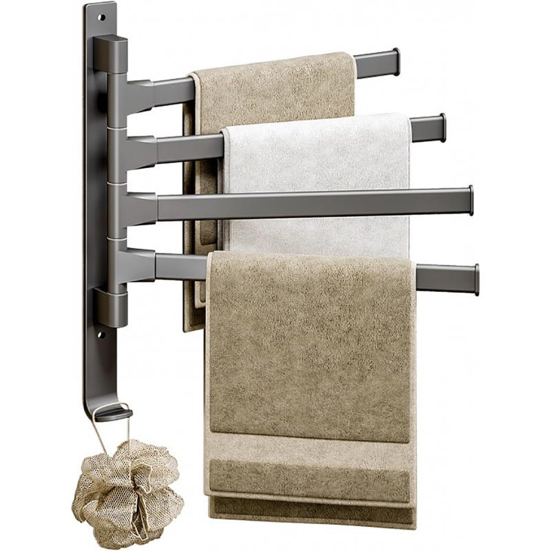 Wieszak na ręczniki łazienkowe z 4 obrotowymi prętami 180°, bez konieczności wiercenia, montowany na ścianie