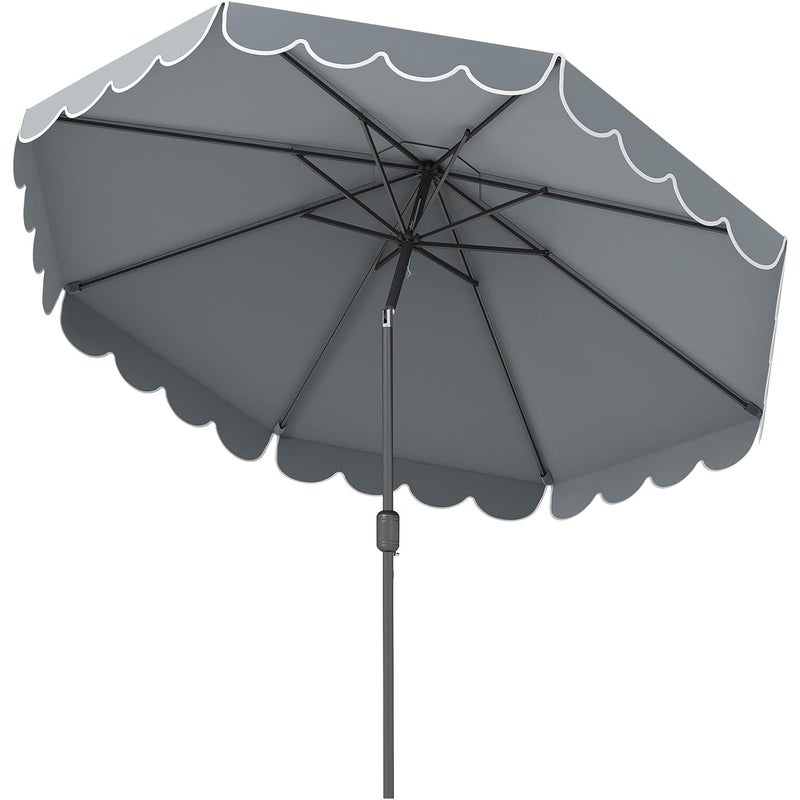 3M Parasol Ogrodowy, Duży Parasol Balkonowy z Regulacją Nachylenia 35°, 8 Żebrami, Korbką, Ochroną Przeciwsłoneczną, bez Podstawy (Szary)