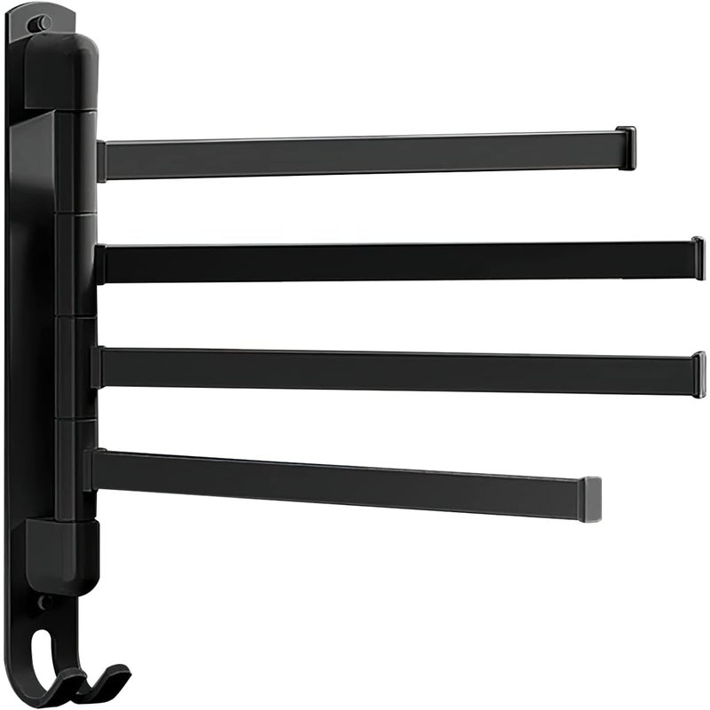 Samoprzylepny wieszak na ręczniki, nie wymaga wiercenia - Stal nierdzewna - Obrót o 180° - Z 4-ramiennym obrotowym uchwytem - Do łazienki, kuchni