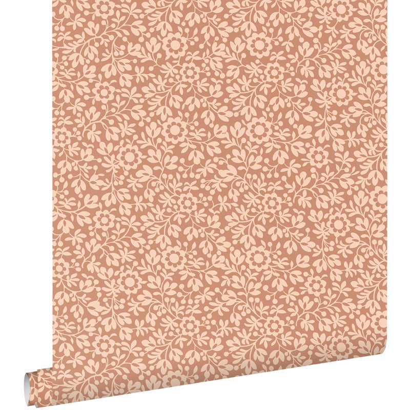 Tapeta kwiaty jasnej terakoty - 50 x 900 cm - ESTAHOME