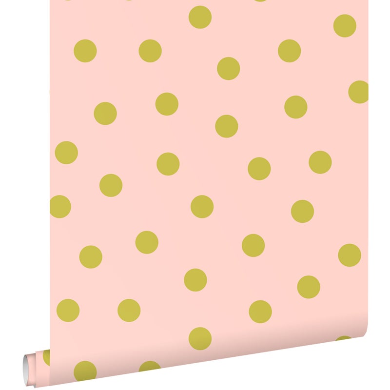 Tapeta kropki różowymIzielonym - 50 x 900 cm - ESTAHOME