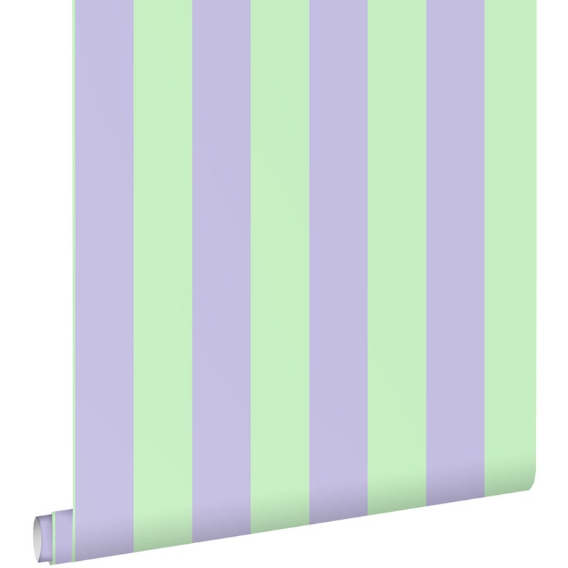 Tapeta paski fioletowymIzielonym - 0.53 x 10.05 m - ESTAHOME