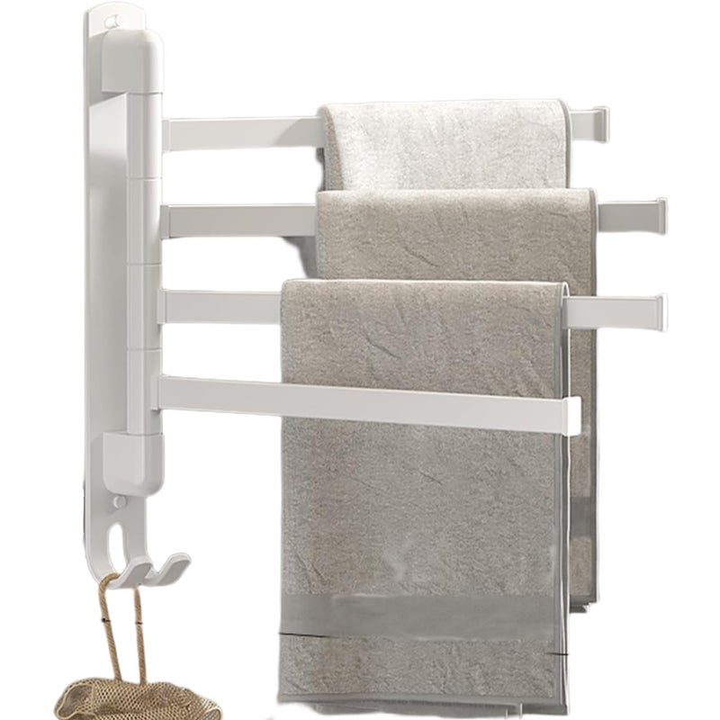 Samoprzylepny wieszak na ręczniki ze stali nierdzewnej z obrotem o 180° i 4-ramiennym drążkiem obrotowym do łazienki i kuchni