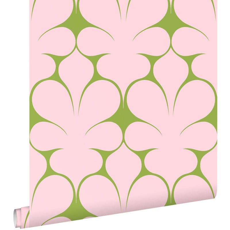 Tapeta ozdoby retro różowymIzielonym - 50 x 900 cm - ESTAHOME
