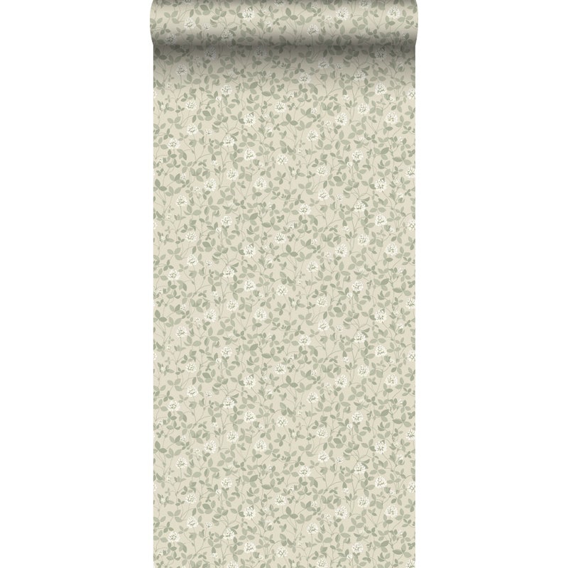 Tapeta kwiaty szaro zielonym - 53 cm x 10.05 m - BORASTAPETER