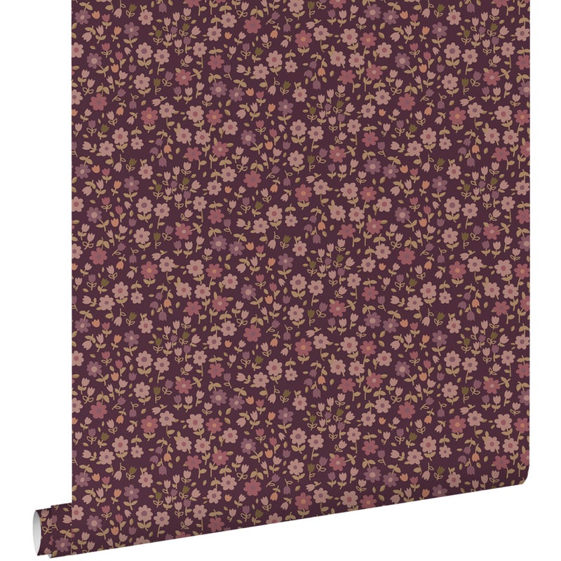 Tapeta kwiaty bakłażanowym fioletowym - 50 x 900 cm - ESTAHOME