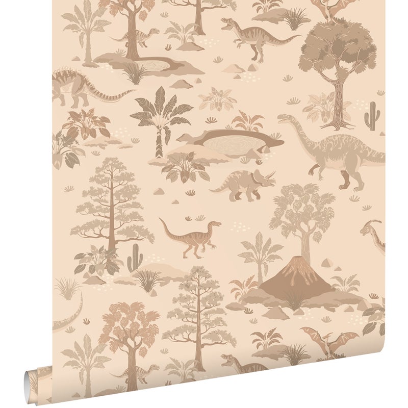 Tapeta dinozaury beżowym - 50 x 900 cm - ESTAHOME