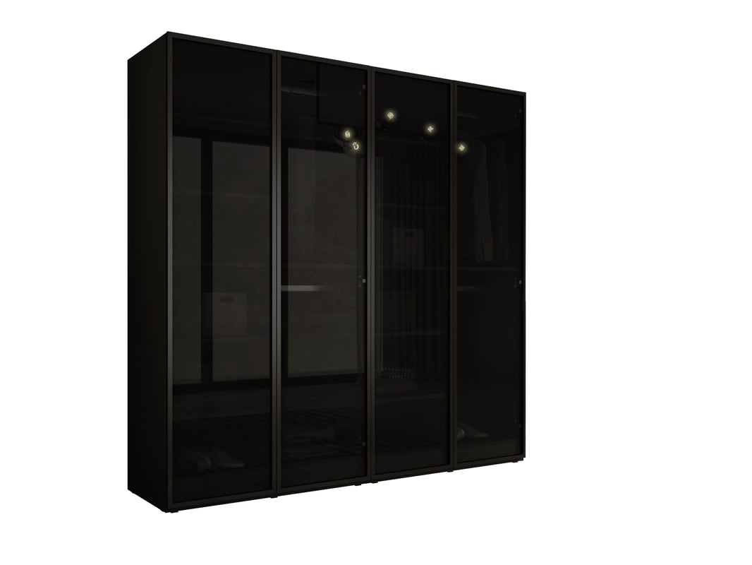 Szafa : Czarny grafit / Szkło Antisol, 200 x 200 x 51 cm
