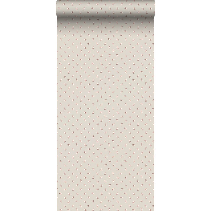 Tapeta kwiaty taupeIterakota - 53 cm x 10.05 m - BORASTAPETER