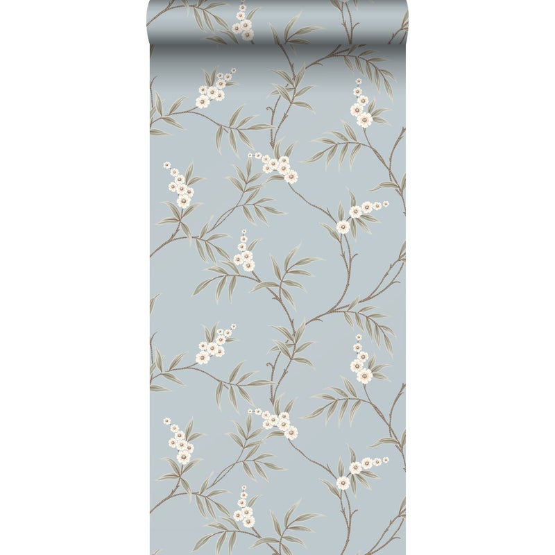 Tapeta kwiaty niebieskim - 53 cm x 10.05 m - BORASTAPETER