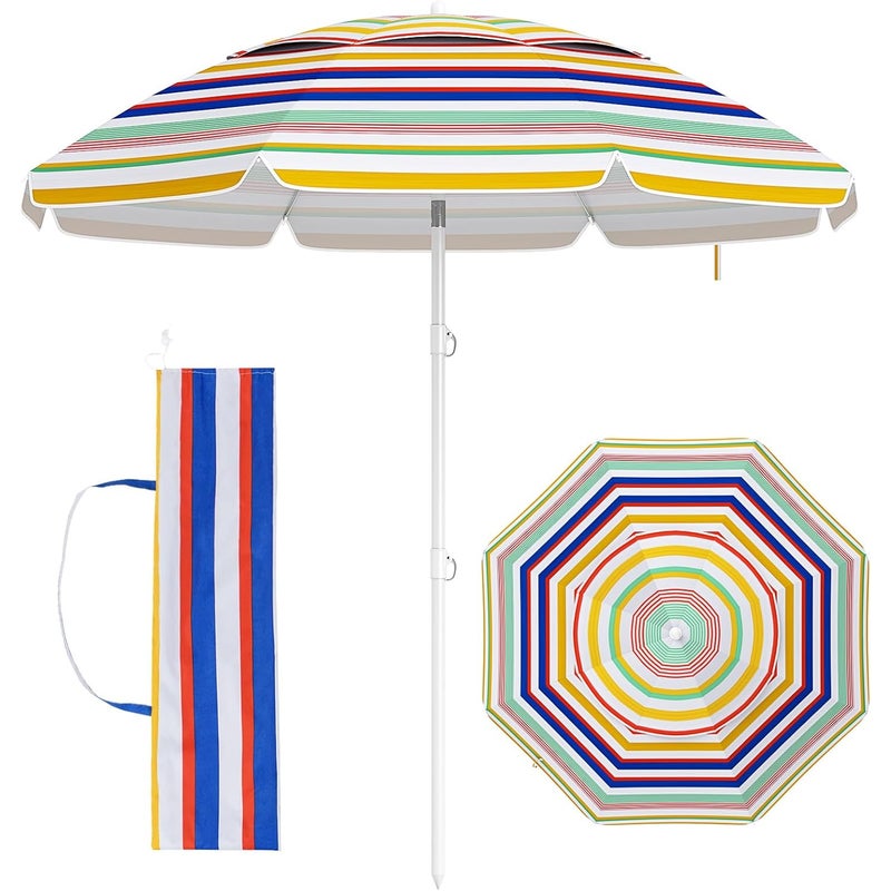 2M Parasol Plażowy, Parasol Ogrodowy z Regulacją Nachylenia za Pomocą Przycisku, Ochrona Słoneczna, Wentylacja, Podstawa nie Wchodzi w Skład Zestawu