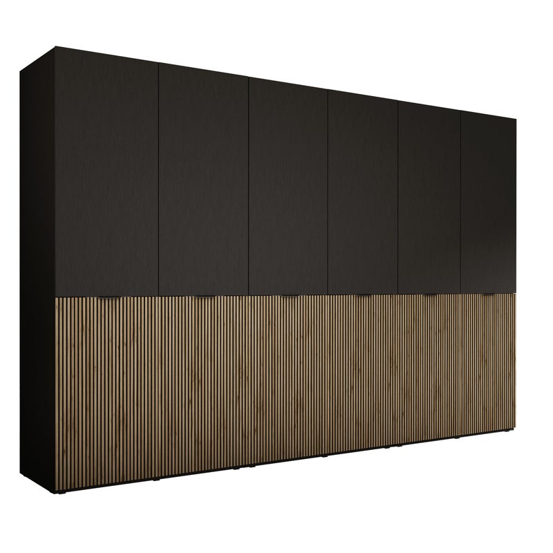 Szafa : Czarny grafit / Dąb Wotan, 300 x 200 x 51 cm