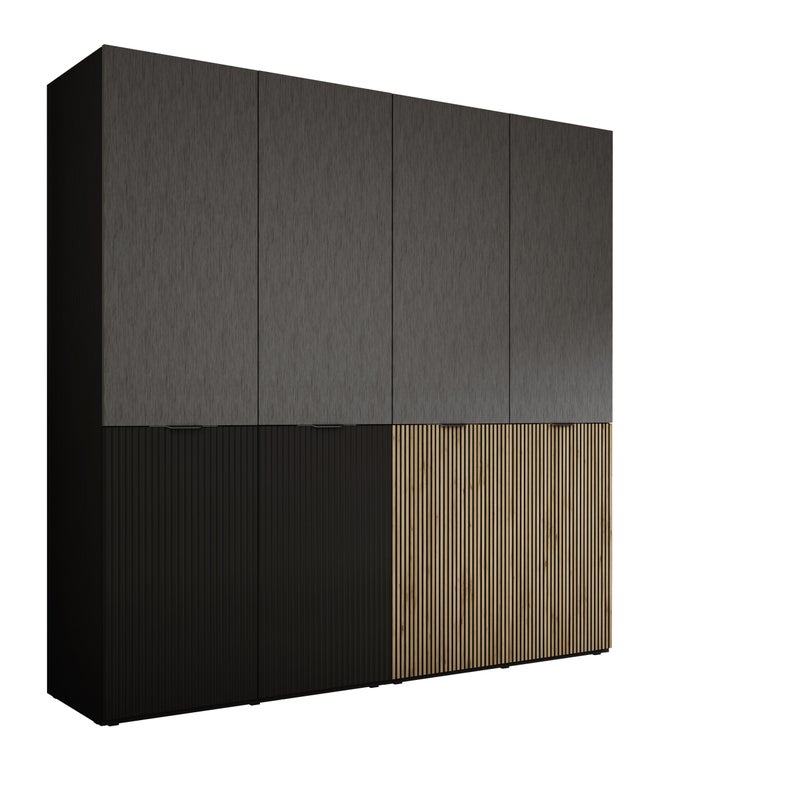 Szafa : Czarny grafit / Dąb Wotan / Czarny grafit, 200 x 200 x 51 cm